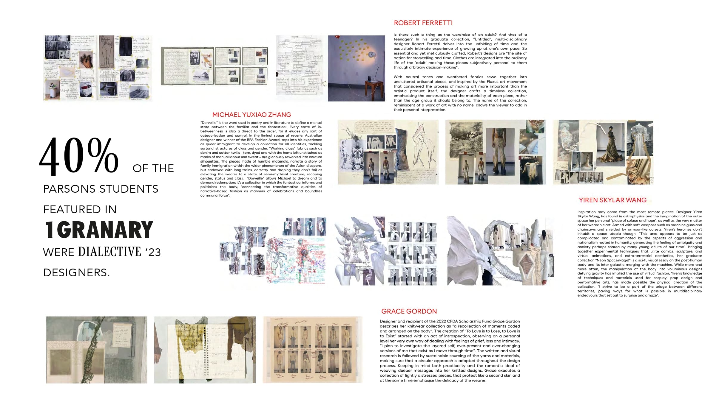 Parsons·1Granary Dialective 참여 디자이너 소개 스프레드